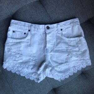 White Denim CARMAR Shorts w/ Lace Trim